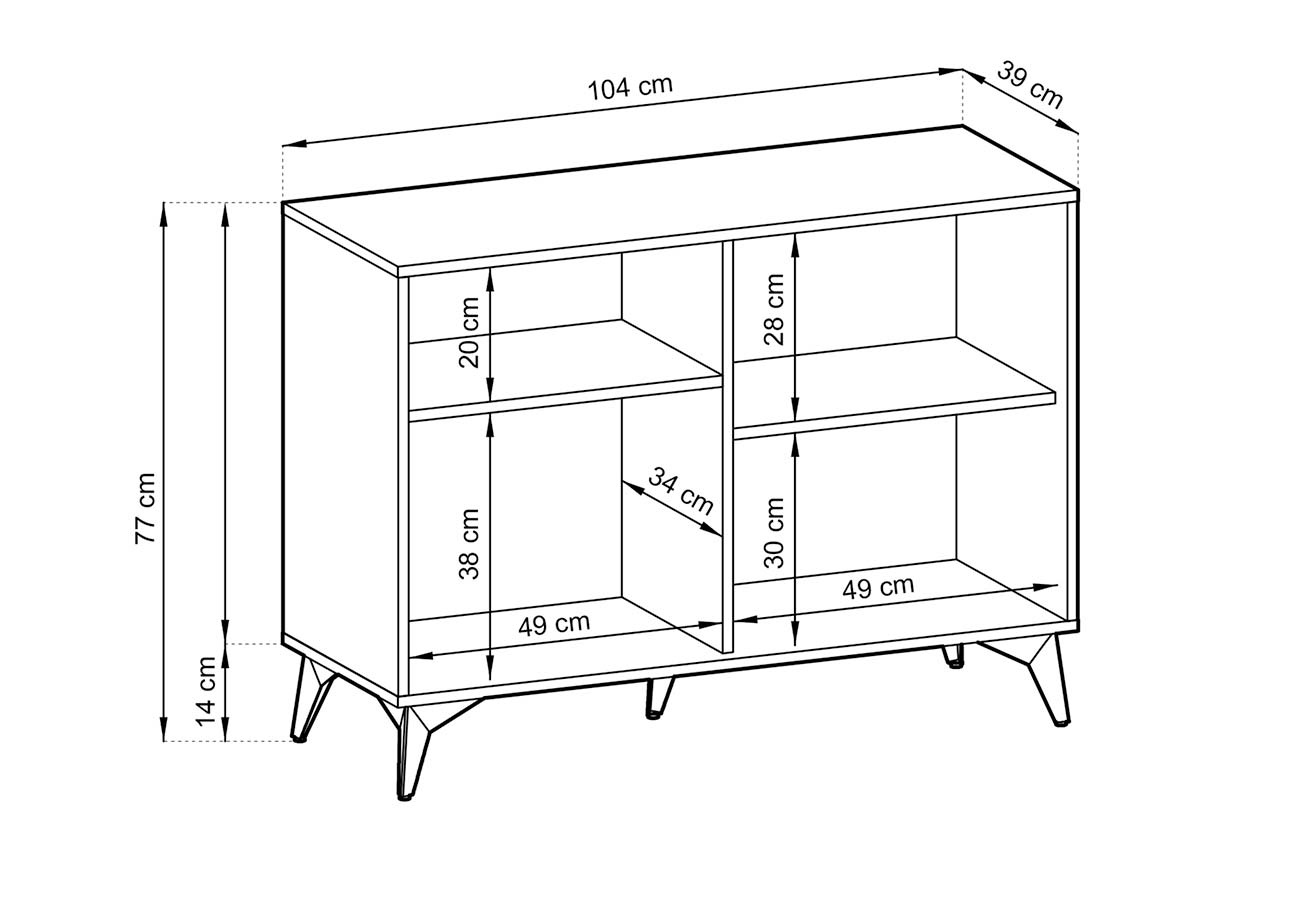 Lipasto Diamond 104cm musta tammi kaapin mitat