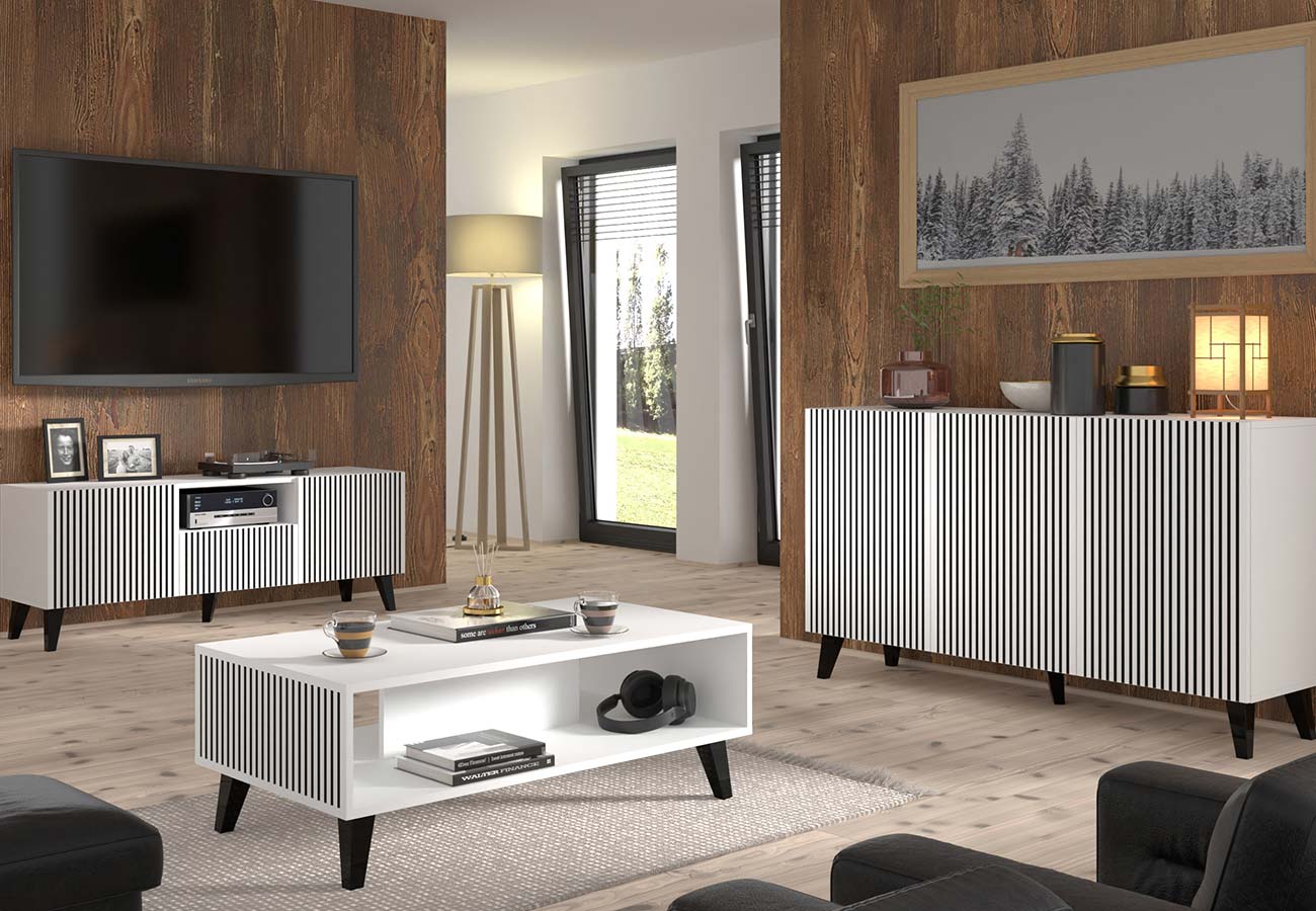 Ravenna P musta valkoinen huonekalusarja