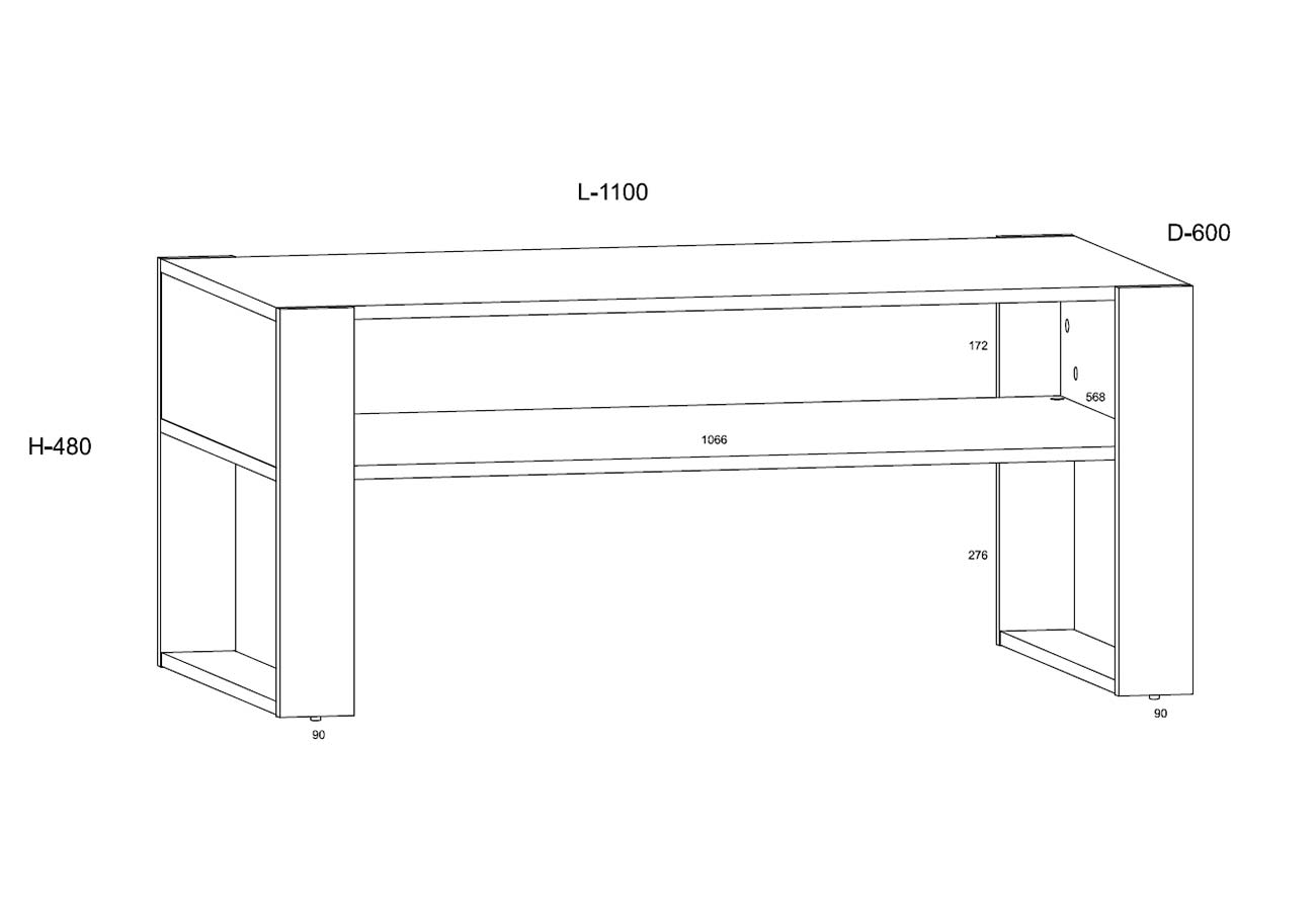 Sohvapöytä Masku 110cm mittakuva