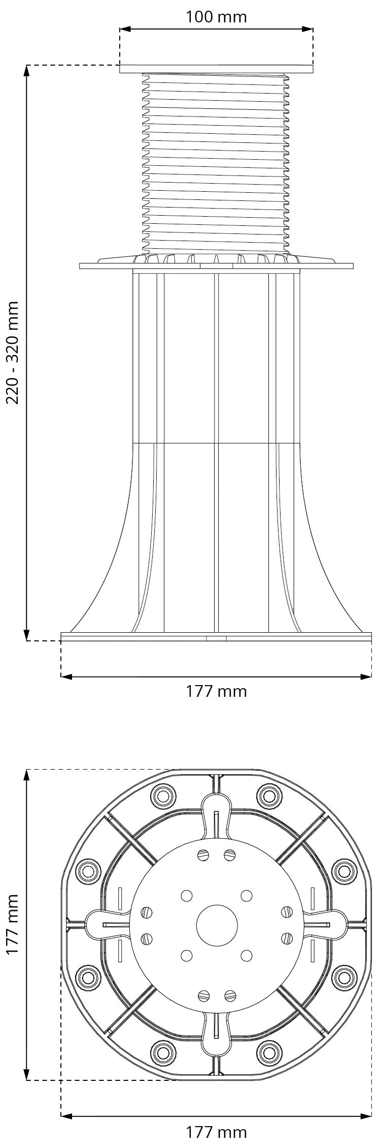 Terassijalka säädetävä 220-320mm mitat