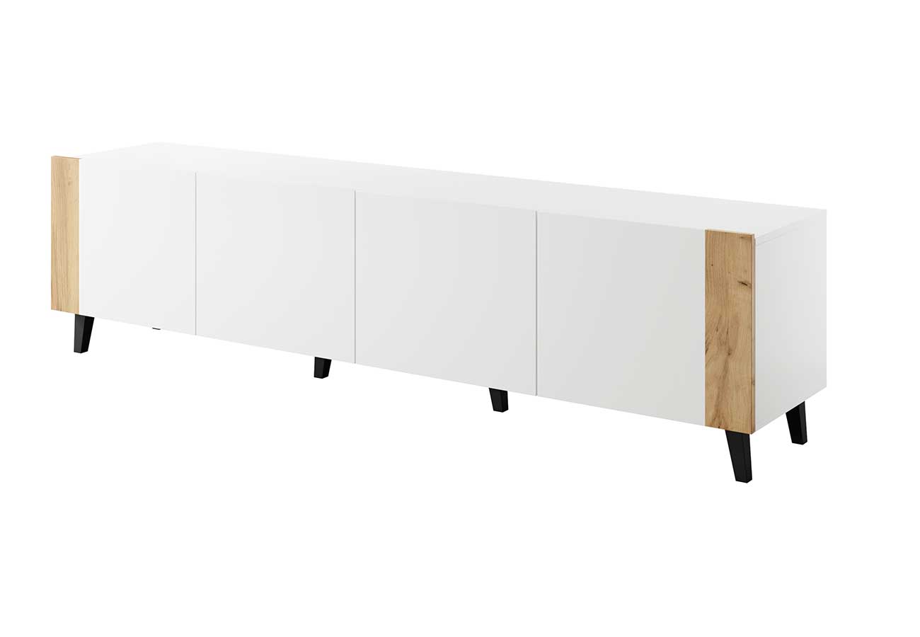 Tv-taso Faro 200cm tammi matta valkoinen