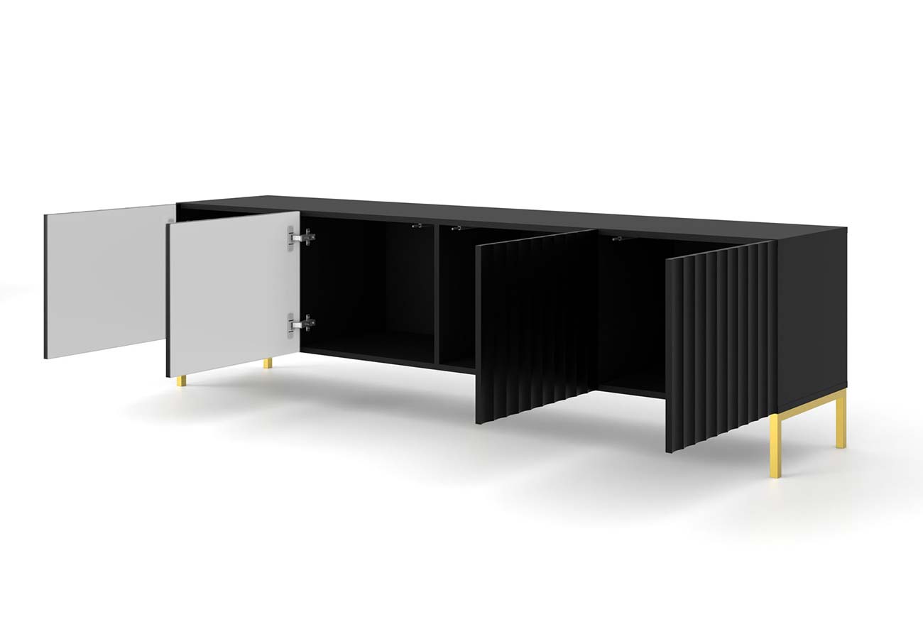 Tv-taso Wave 4D 200cm matta musta kaapit
