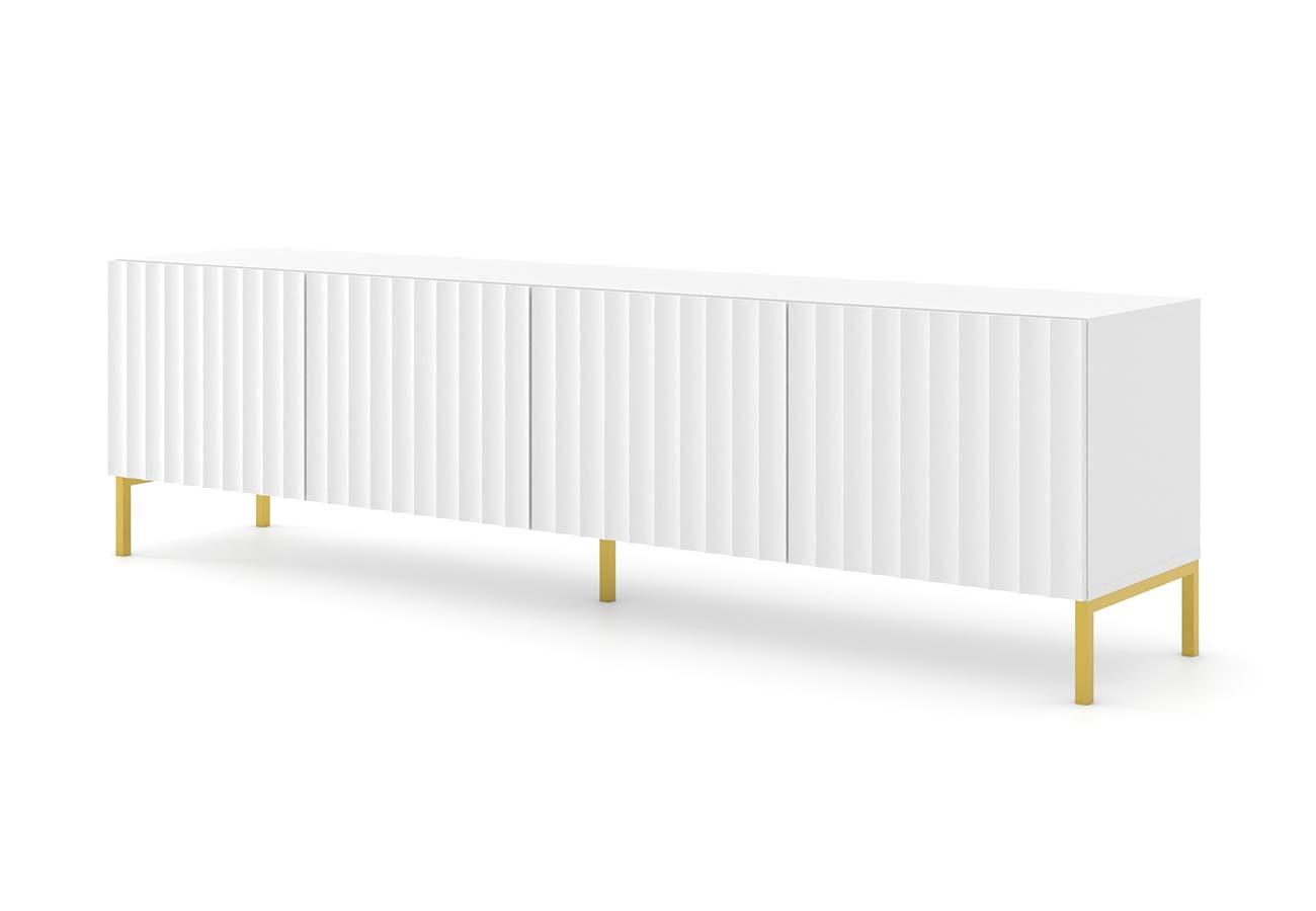 Tv-taso Wave 4D 200cm matta valkoinen kultaiset jalat