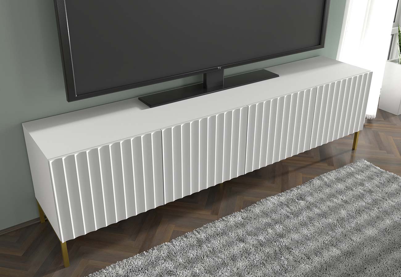 Tv-taso Wave 4D 200cm matta valkoiset MDF -ovet
