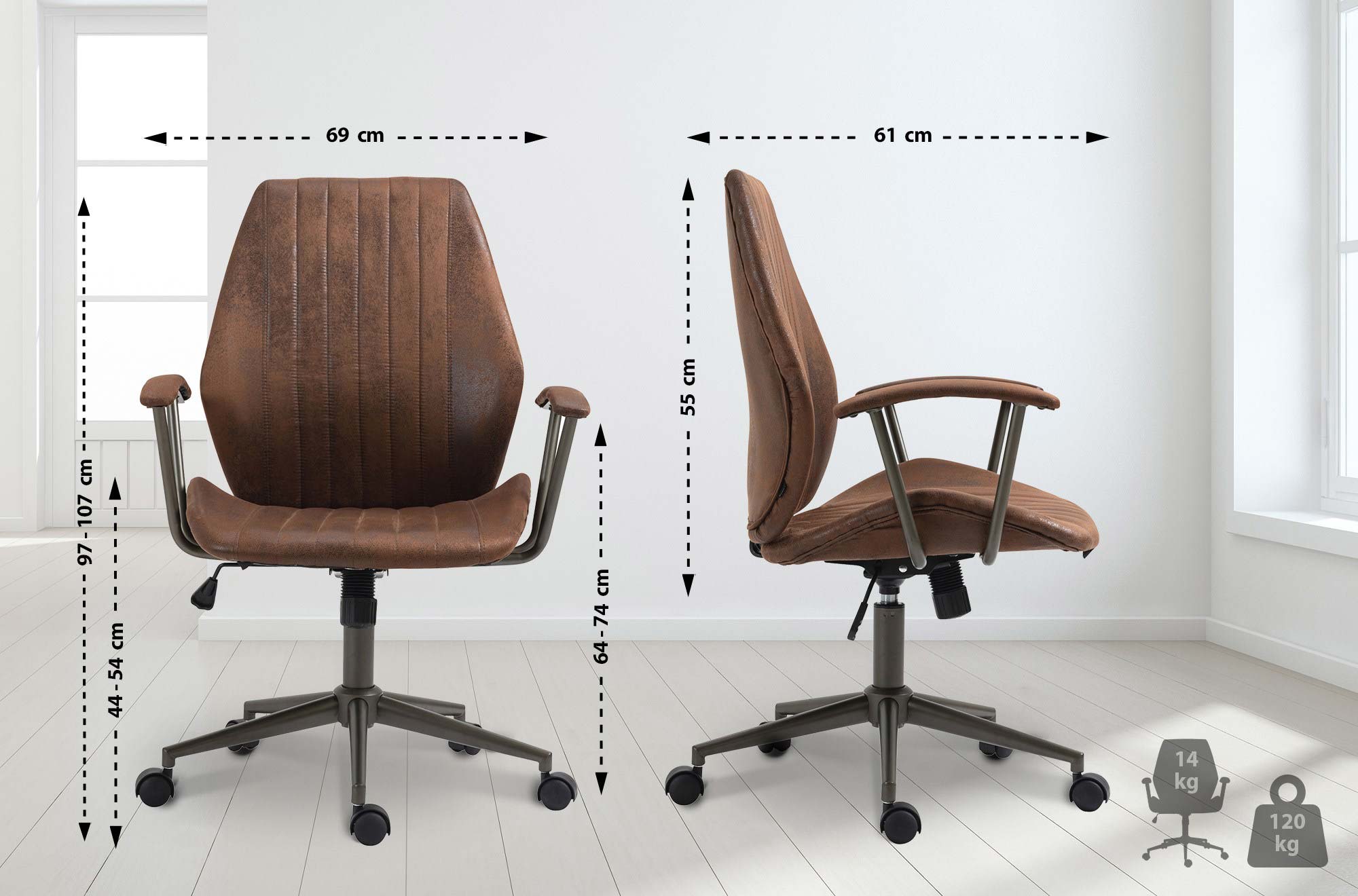 Työtuoli Namba mitat