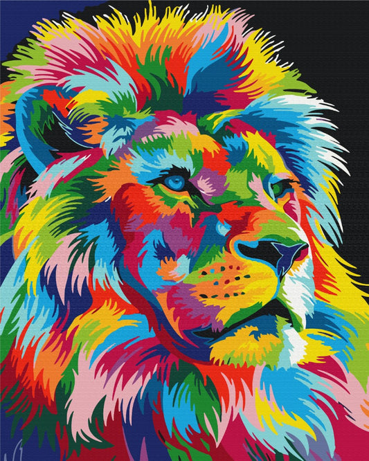 Maalaa numeroin Paint by numbers Rainbow king of animals