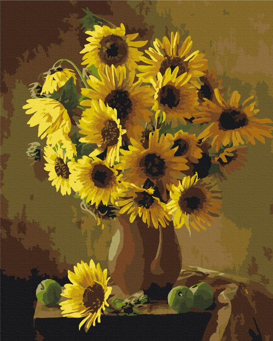 Maalaa numeroin Paint by numbers Orange sunflowers