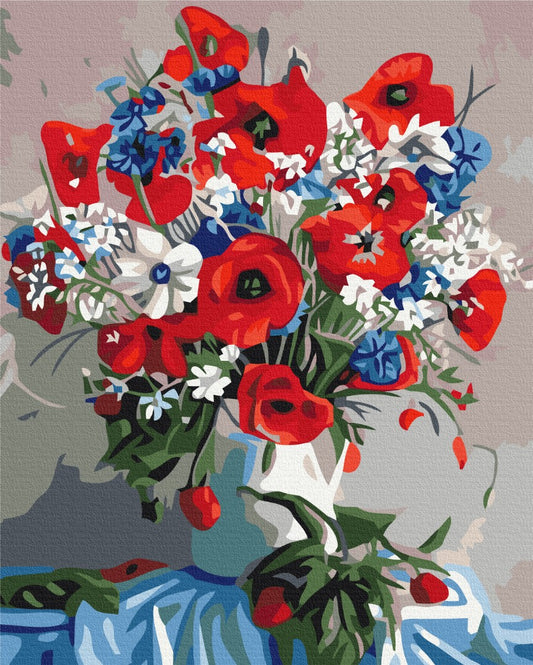 Maalaa numeroin Paint by numbers Poppies in a vase