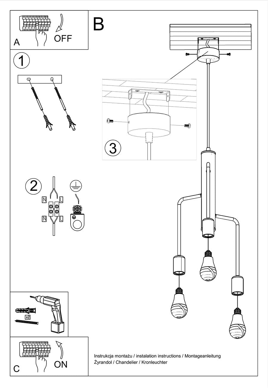 Riippuvalaisin Duomo 3M asennuskuva