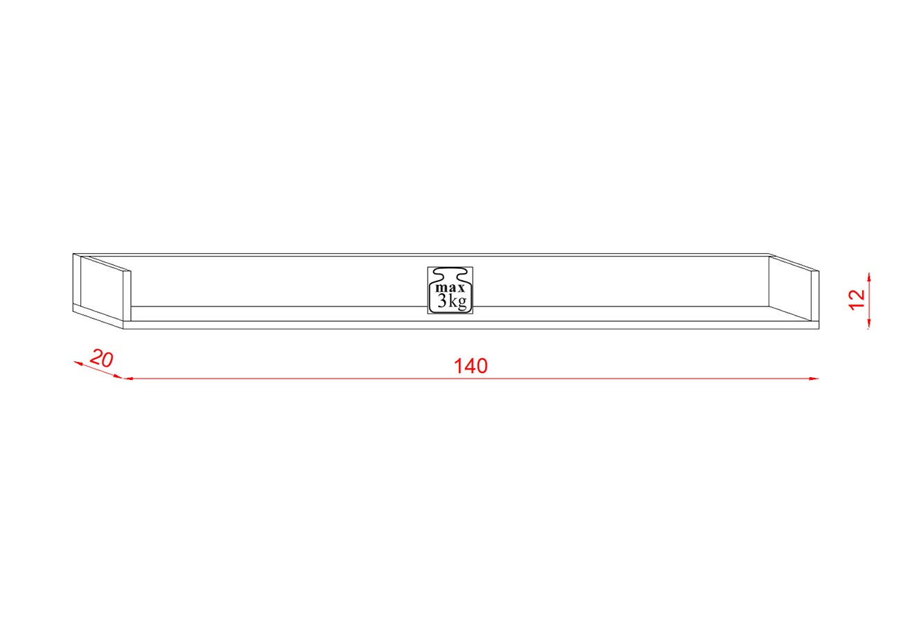Hylly Tuulia Artisan Tammi 140cm Mitat