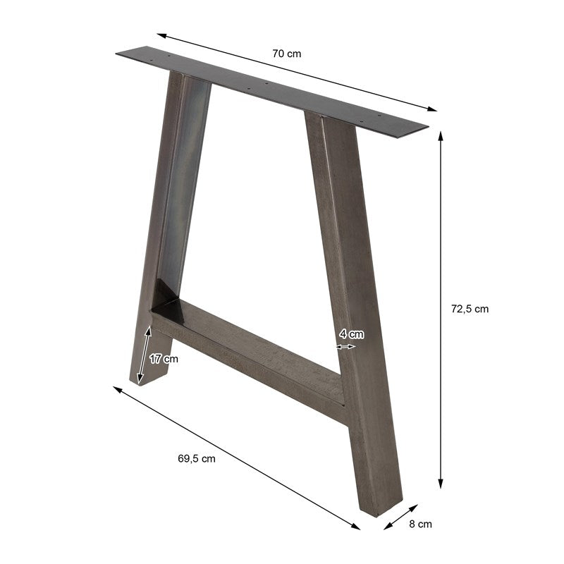 Metallinen pöydänjalka Antrasiitti A 70cm Mitat