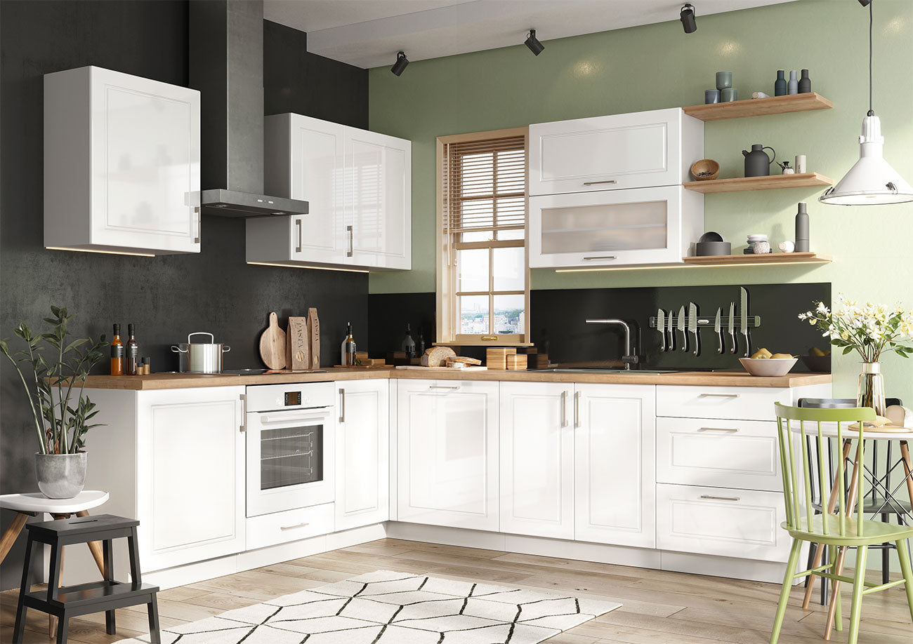 Kulmakeittiö Jyväskylä 320cm Korkeakiilto Valkoinen