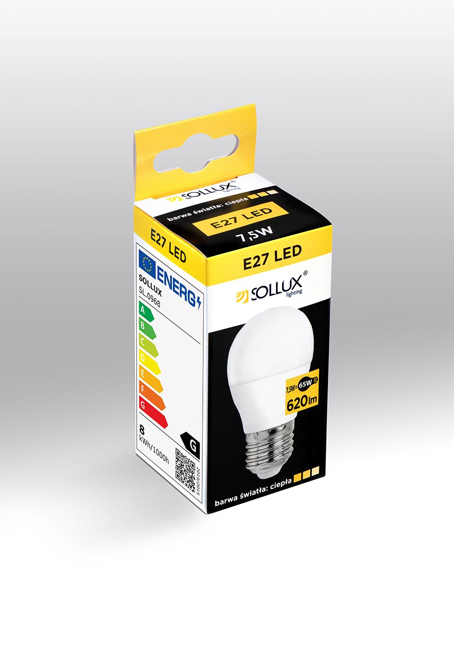 LED-lamppu E27 3000K 7,5W 620lm