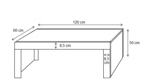 Sohvapöytä Teresa 120cm Tammi / Musta Mitat