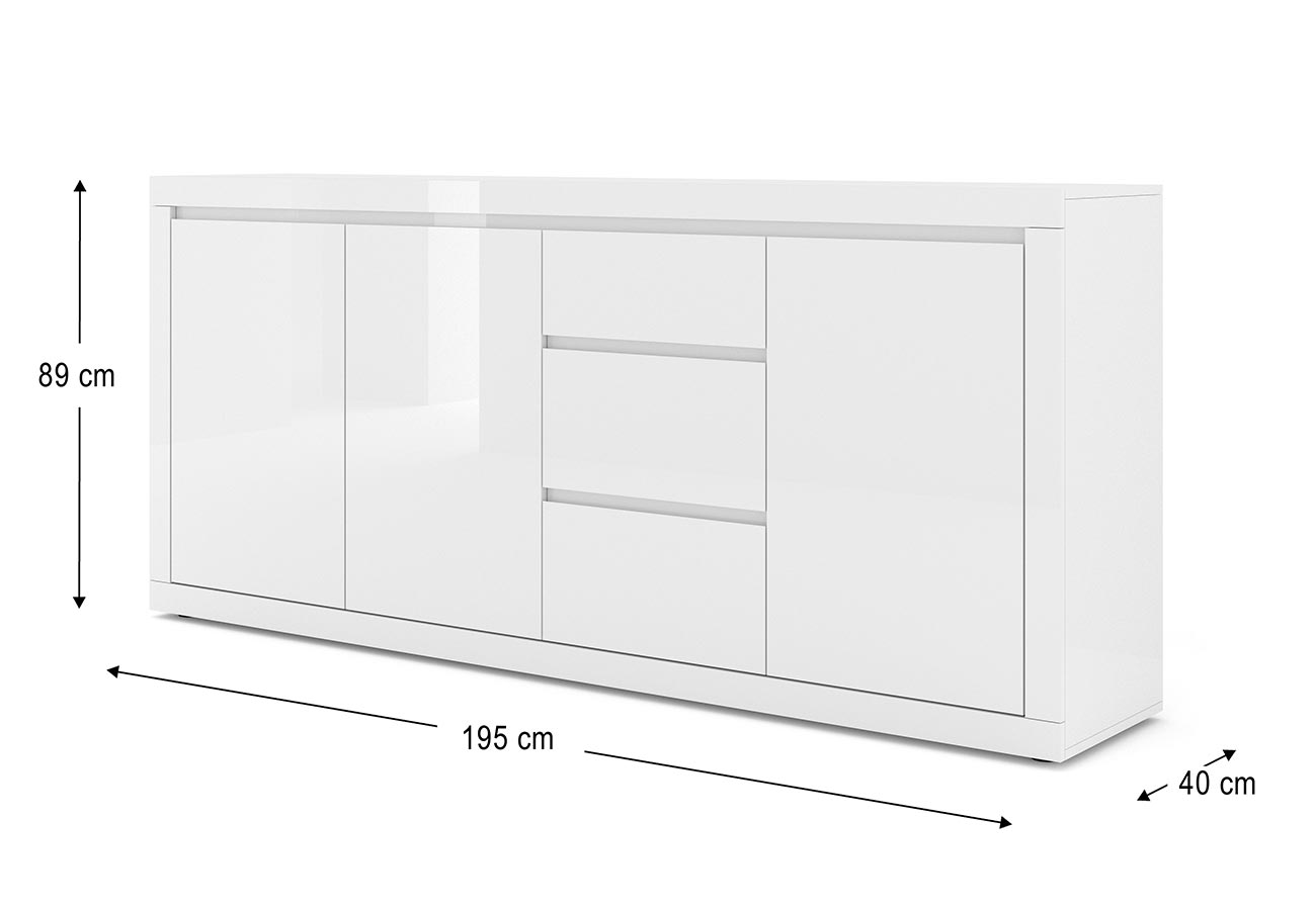 Lipasto Bianco 4 leveä senkki