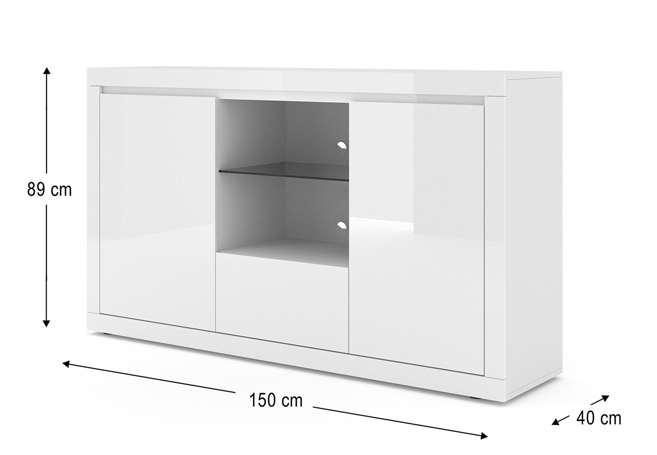Lipasto Bianco 6 Valkoinen 150cm Mittakuva