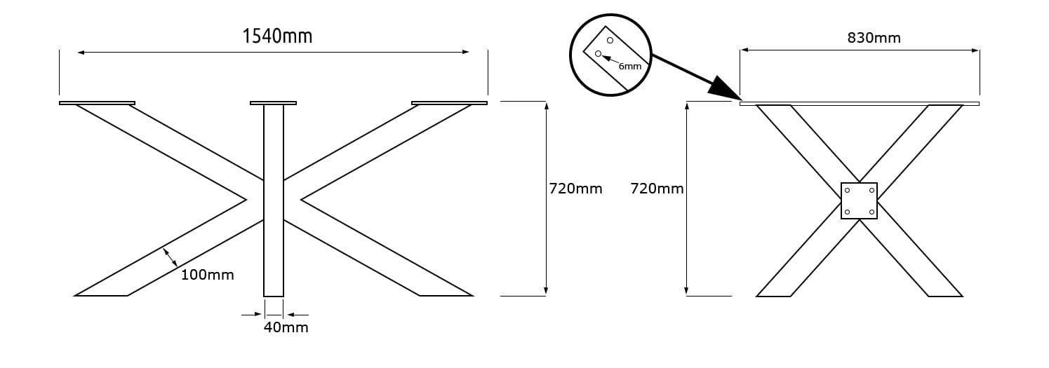 Metallinen Pöydänjalka Spider XL mitat