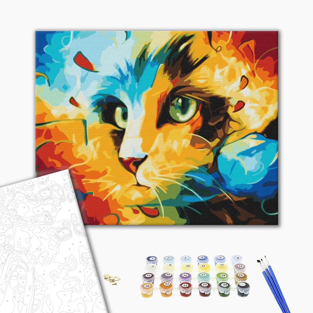Paint by numbers sateenkaari kissa