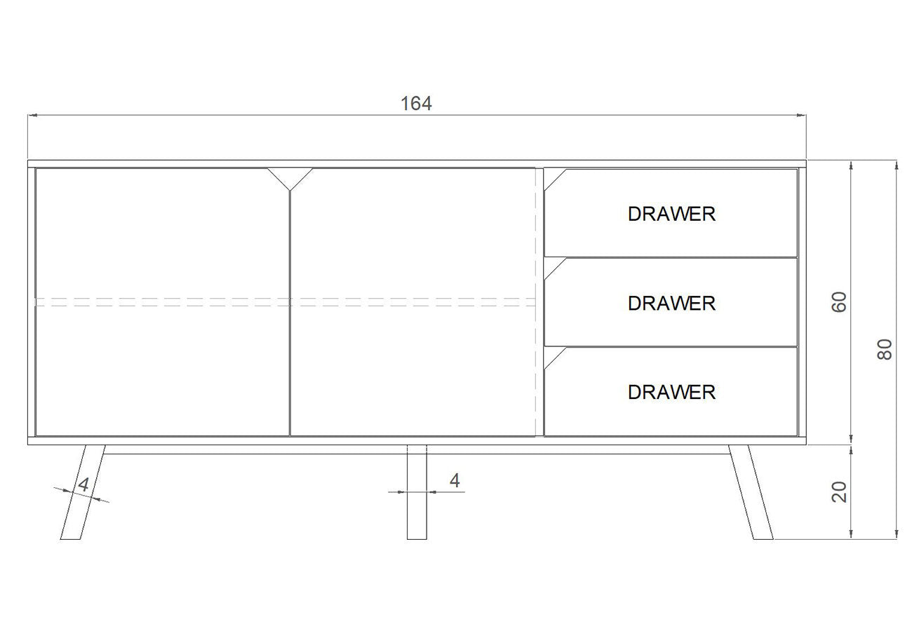 Senkki Bruno Valkoinen / Tammi 164cm Mitat