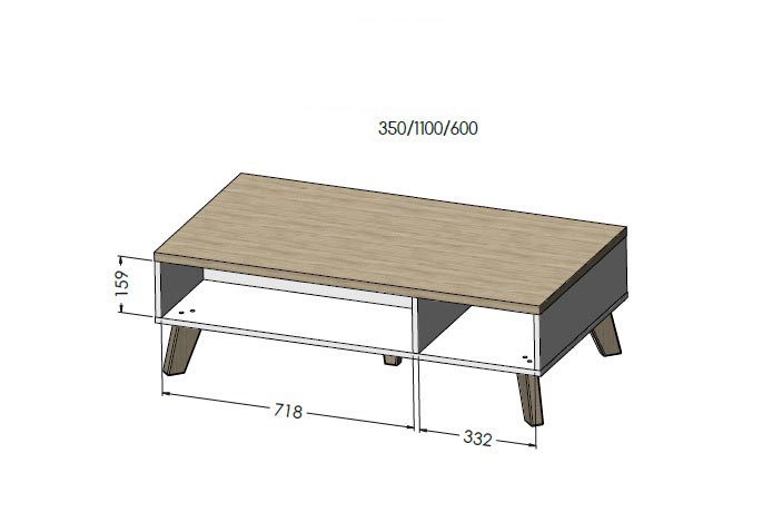 Sohvapoytä Nordic 110cm Sonoma Tammi mittoja