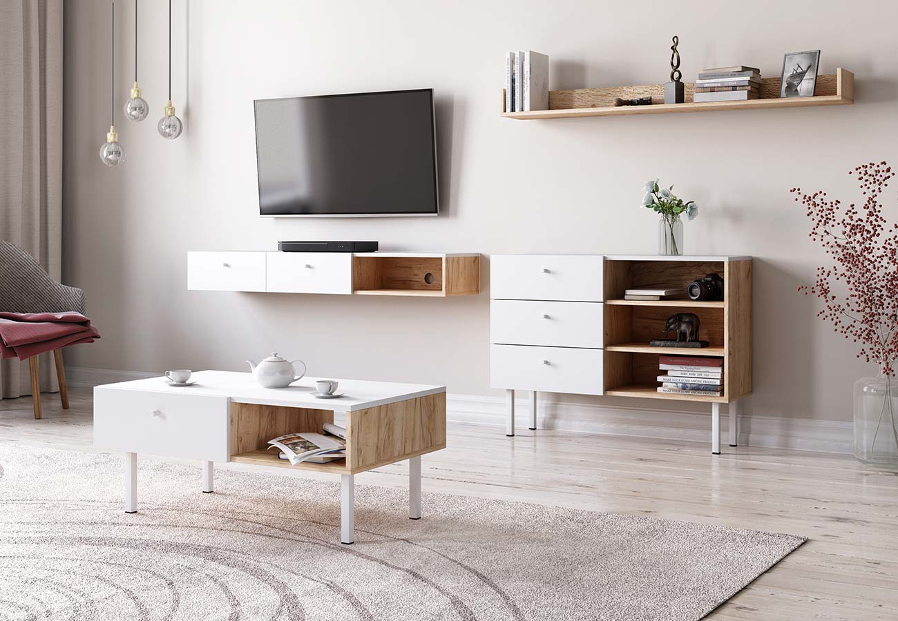 Sohvapöytä Tuulia Artisan Tammi / Valkoinen Huonekalusarja