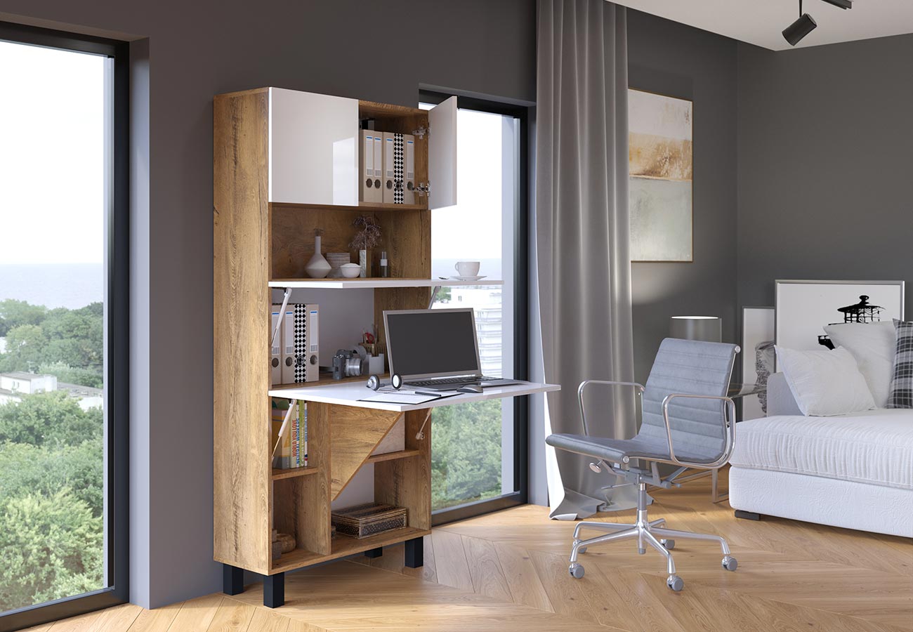 Taitettava työpöytä Home Burgundy Tammi / Valkoinen