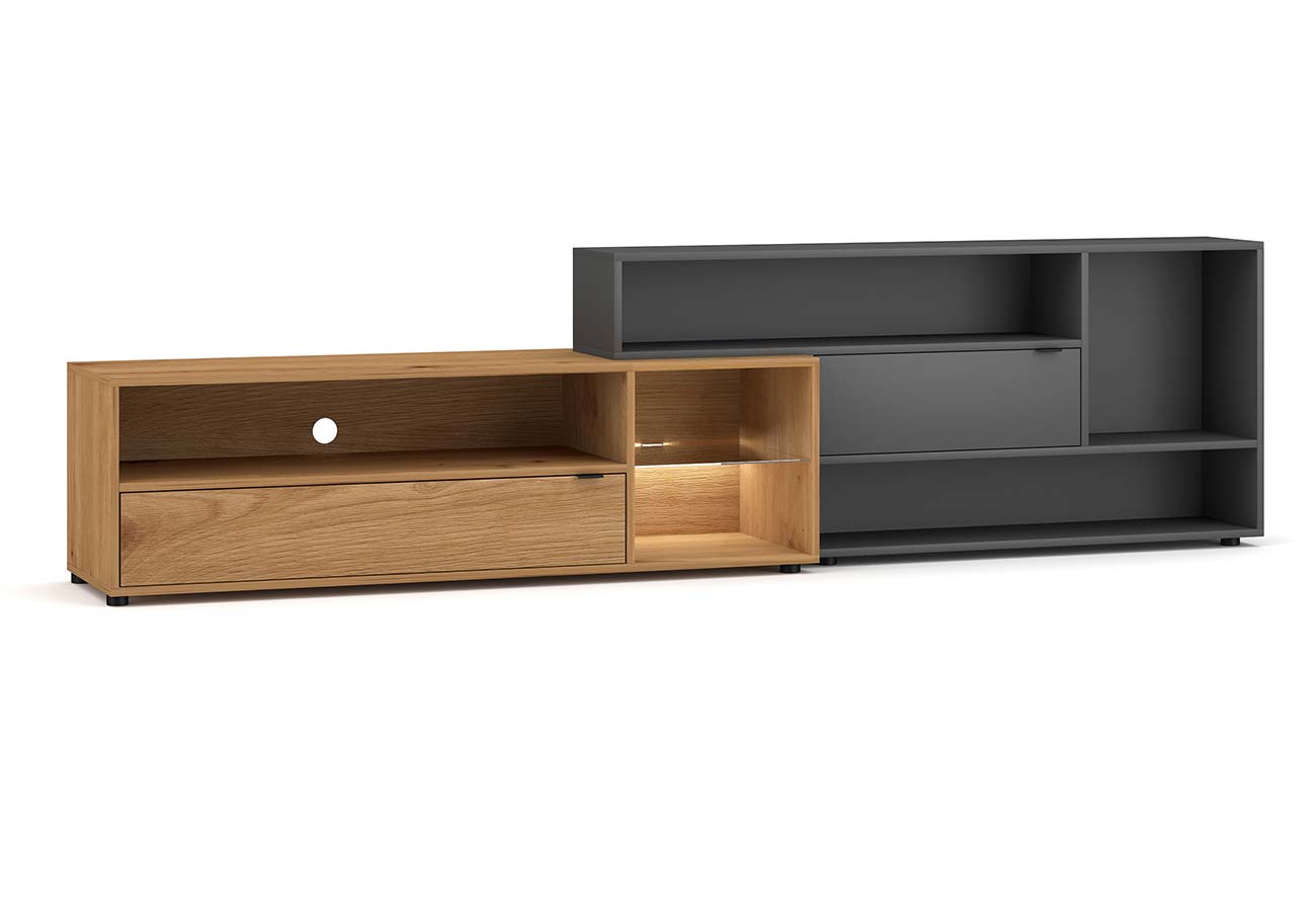 Tv-taso Rock Artisan Tammi / Antrasiitti 240cm Led