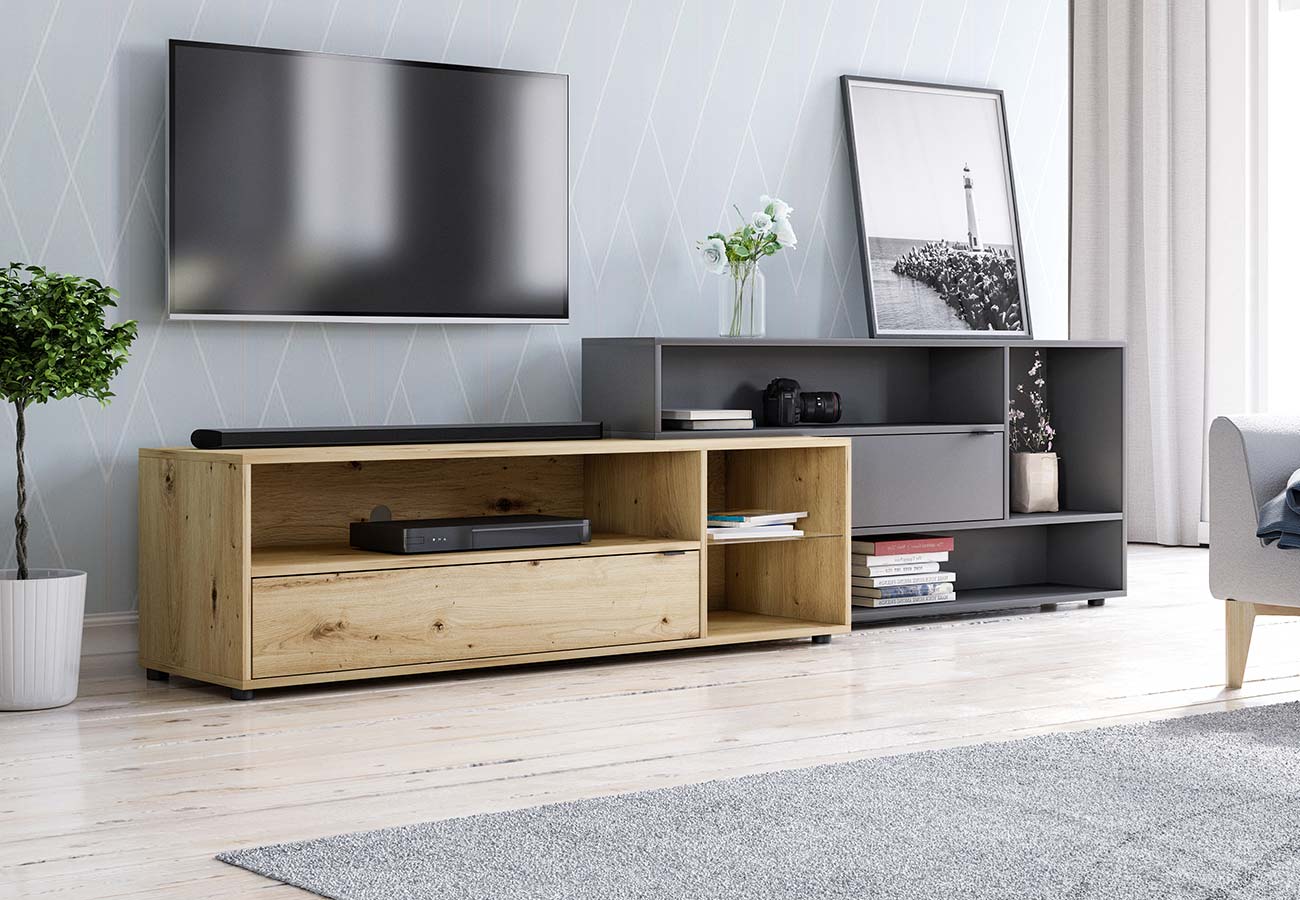 Tv-taso Rock Artisan Tammi / Antrasiitti 240cm