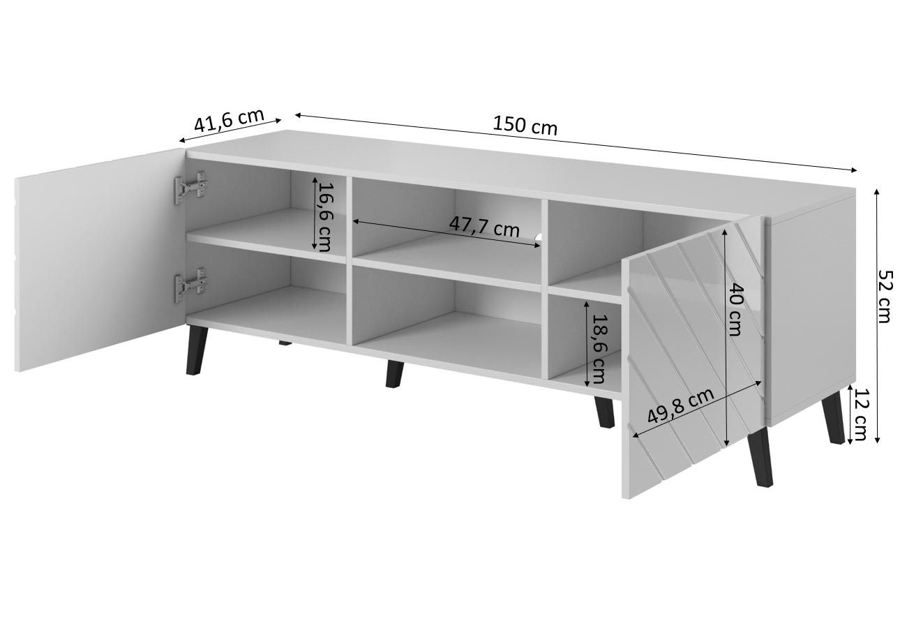 Tv-taso Aspen 150cm Valkoinen mitat