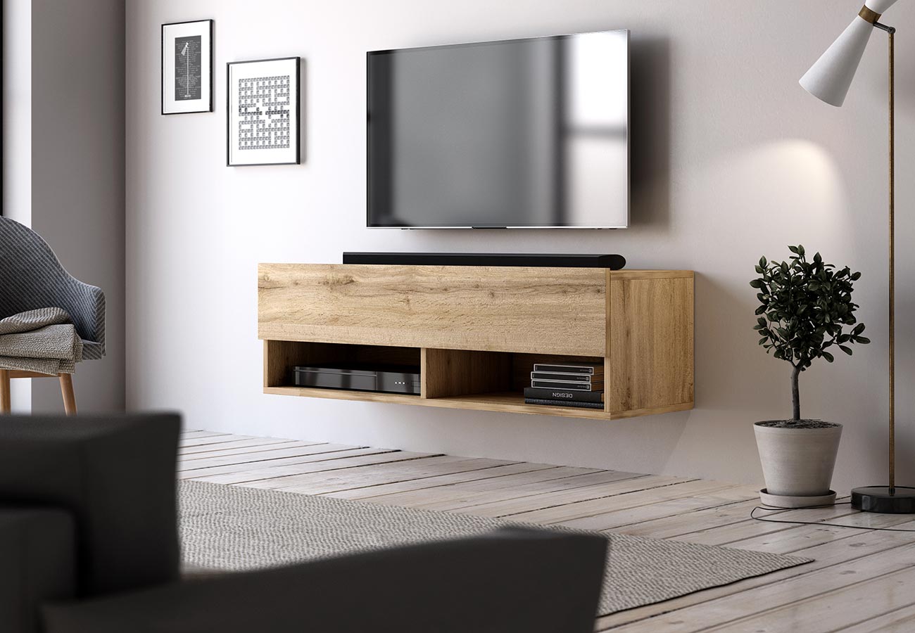Tv-taso Kara 100cm tammi seinään kiinnitettävä