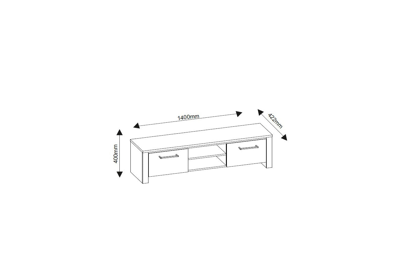 Tv-Taso Lux Korkeakiilto Valkoinen 140cm Mitat