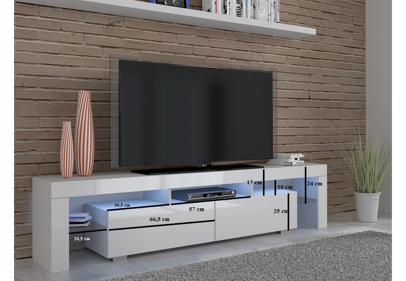 Tv-taso Mika Led Mustavalkoinen 190cm Mitat