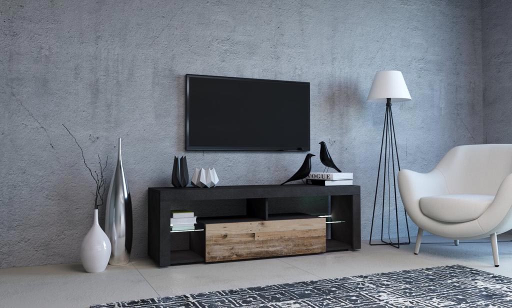 Tv-taso Mika 140cm led antrasiitti vanha puu