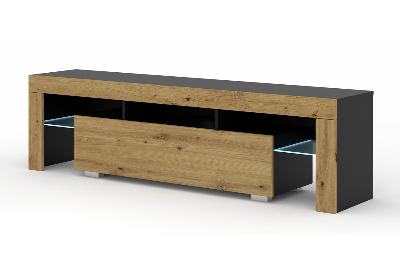 Tv-taso Mika tammi musta 162cm led
