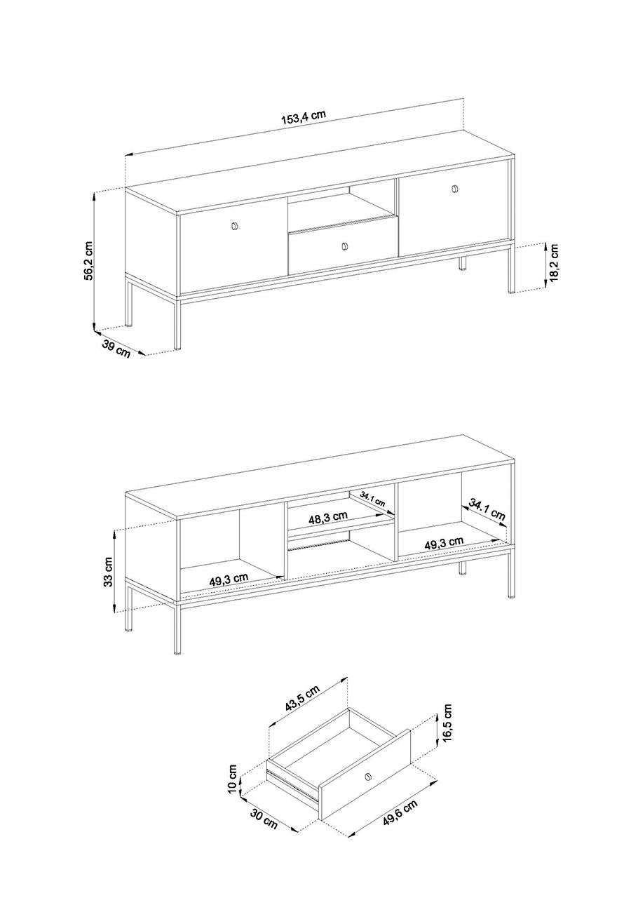 Tv-taso Mona Punainen mitat