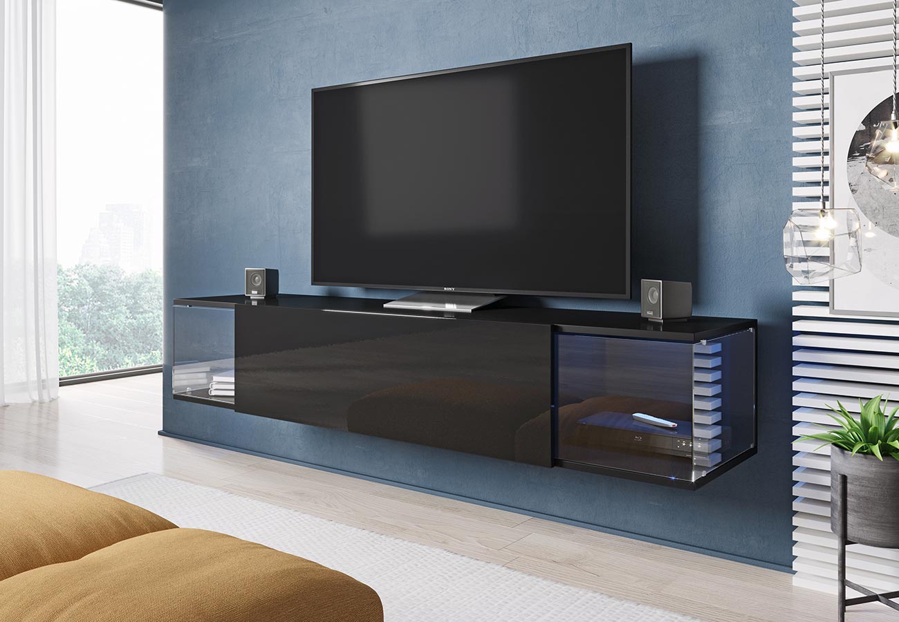 Tv-taso Move Led valaistuksella 160cm Musta