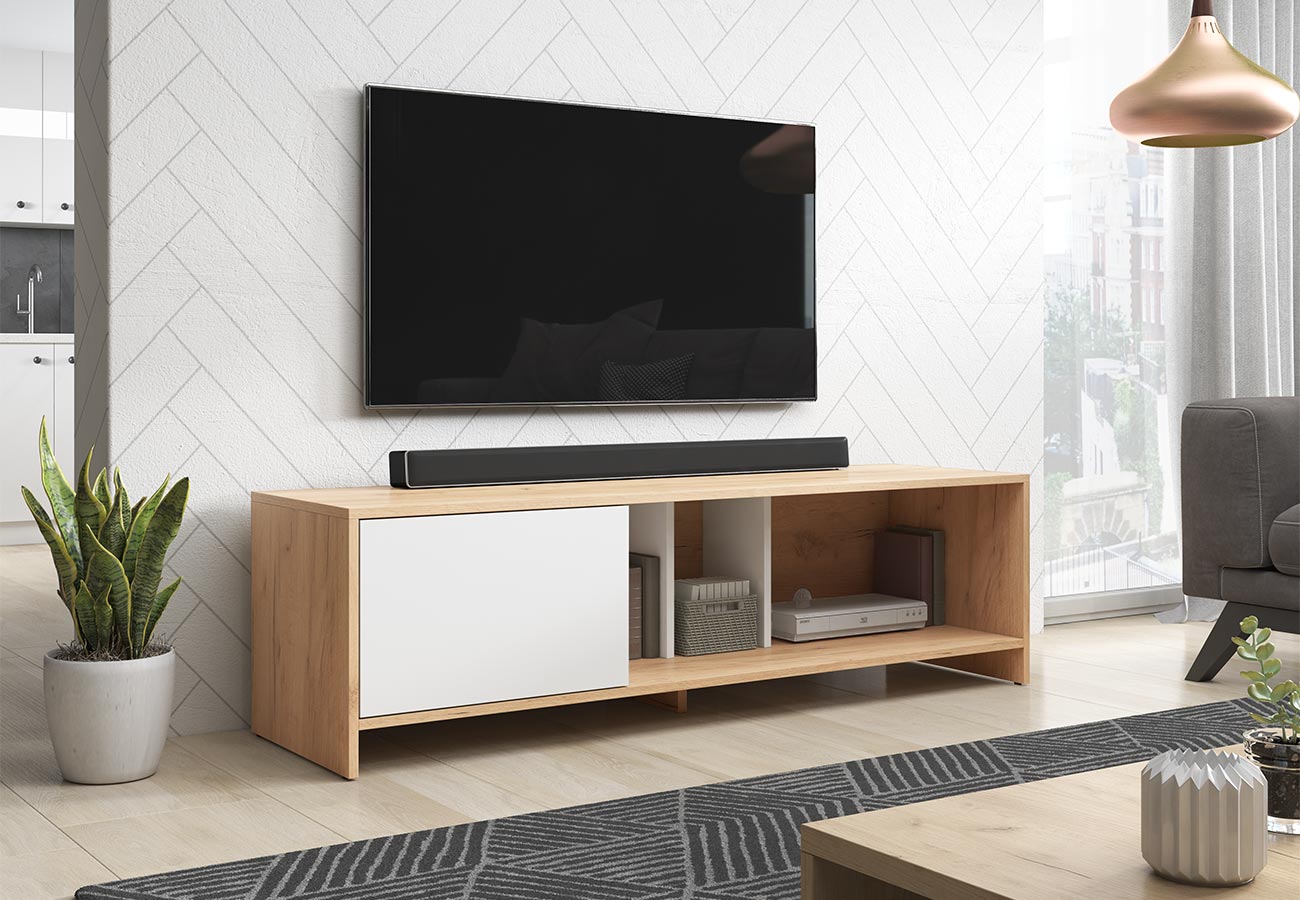Tv-taso Parma 140cm Tammi / Valkoinen