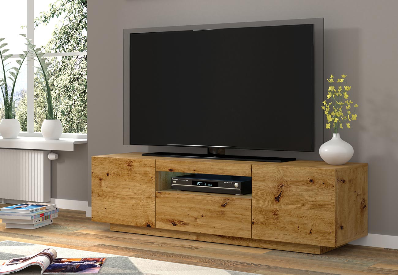 Tv-taso Prime 150cm tammi led seinälle kiinnitettävä