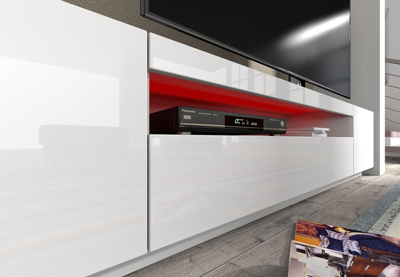 Tv-taso Prime 200cm punaiset led valot