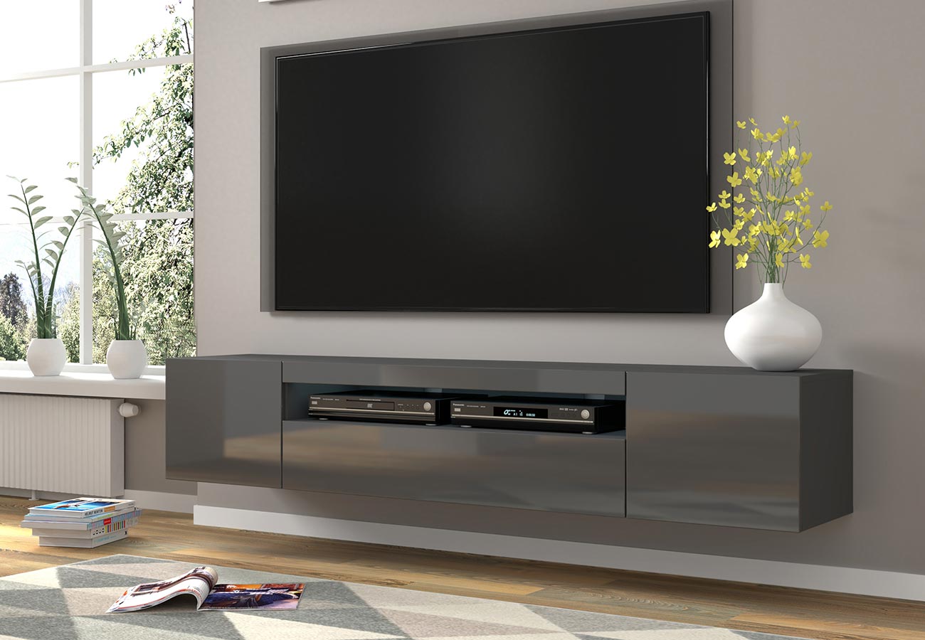 Tv-taso seinälle grafiitin harmaa 200cm