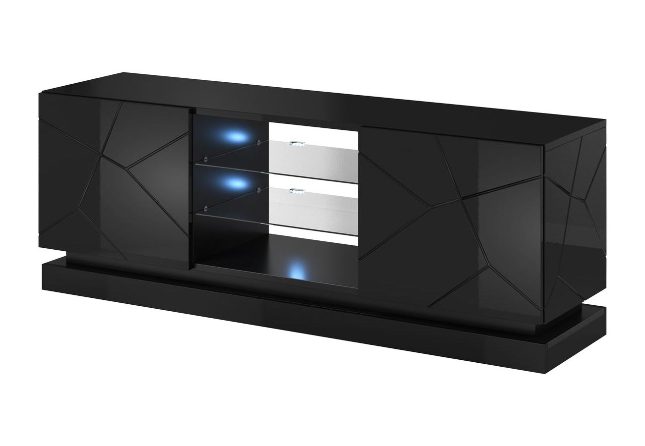 Tv-taso Qui musta 160cm led-valot