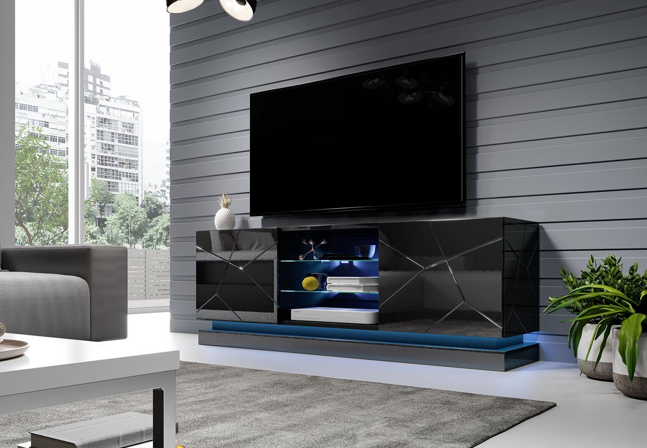 Tv-taso Qui musta 160 cm led