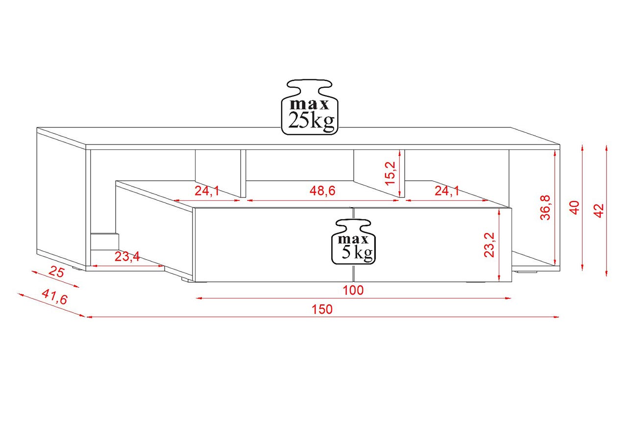 Tv-taso Renn 150cm led mitat