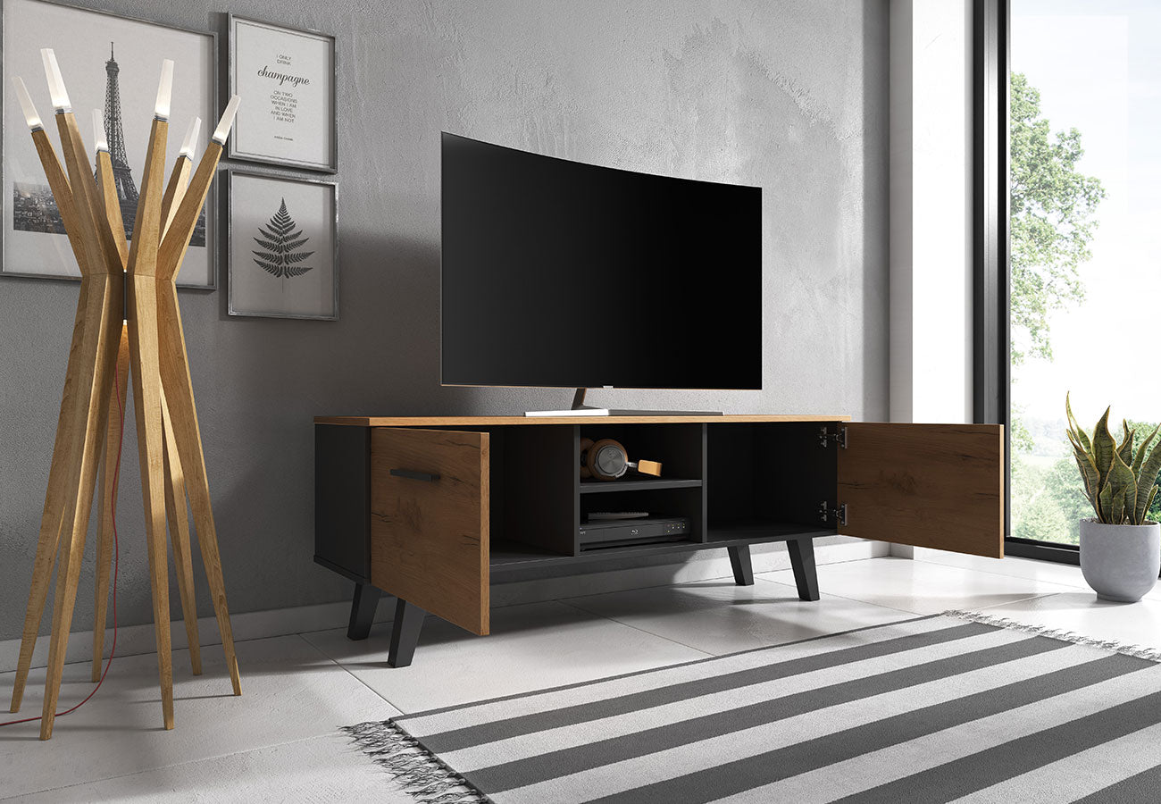 Tv-taso Scandi Musta / Gold Craft Tammi 140cm Kaapit