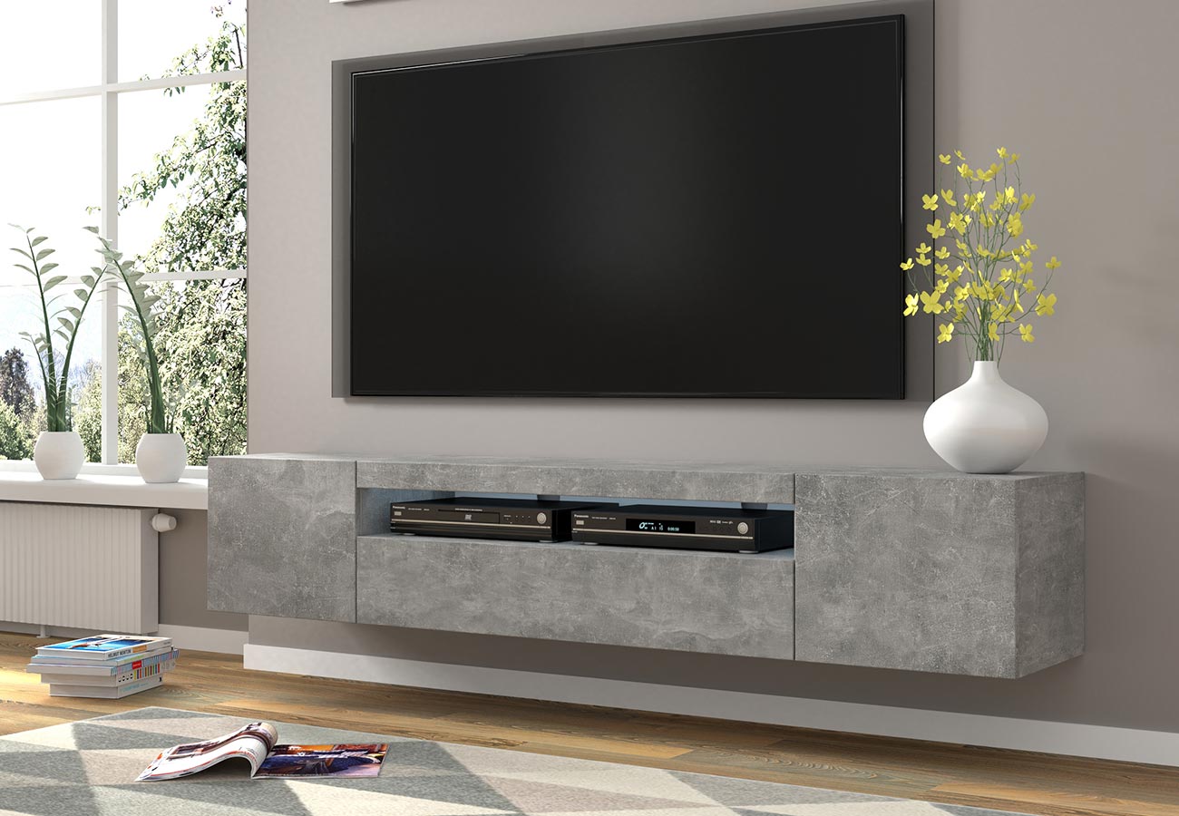 Tv-taso seinälle betoni väri 200cm
