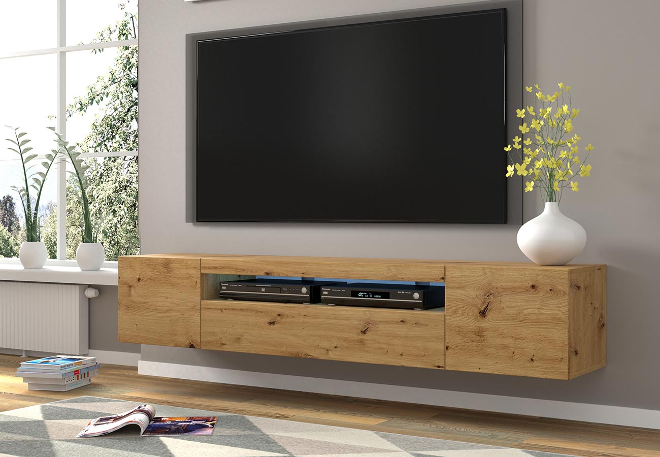 Tv-taso seinään Prime 200cm tammi