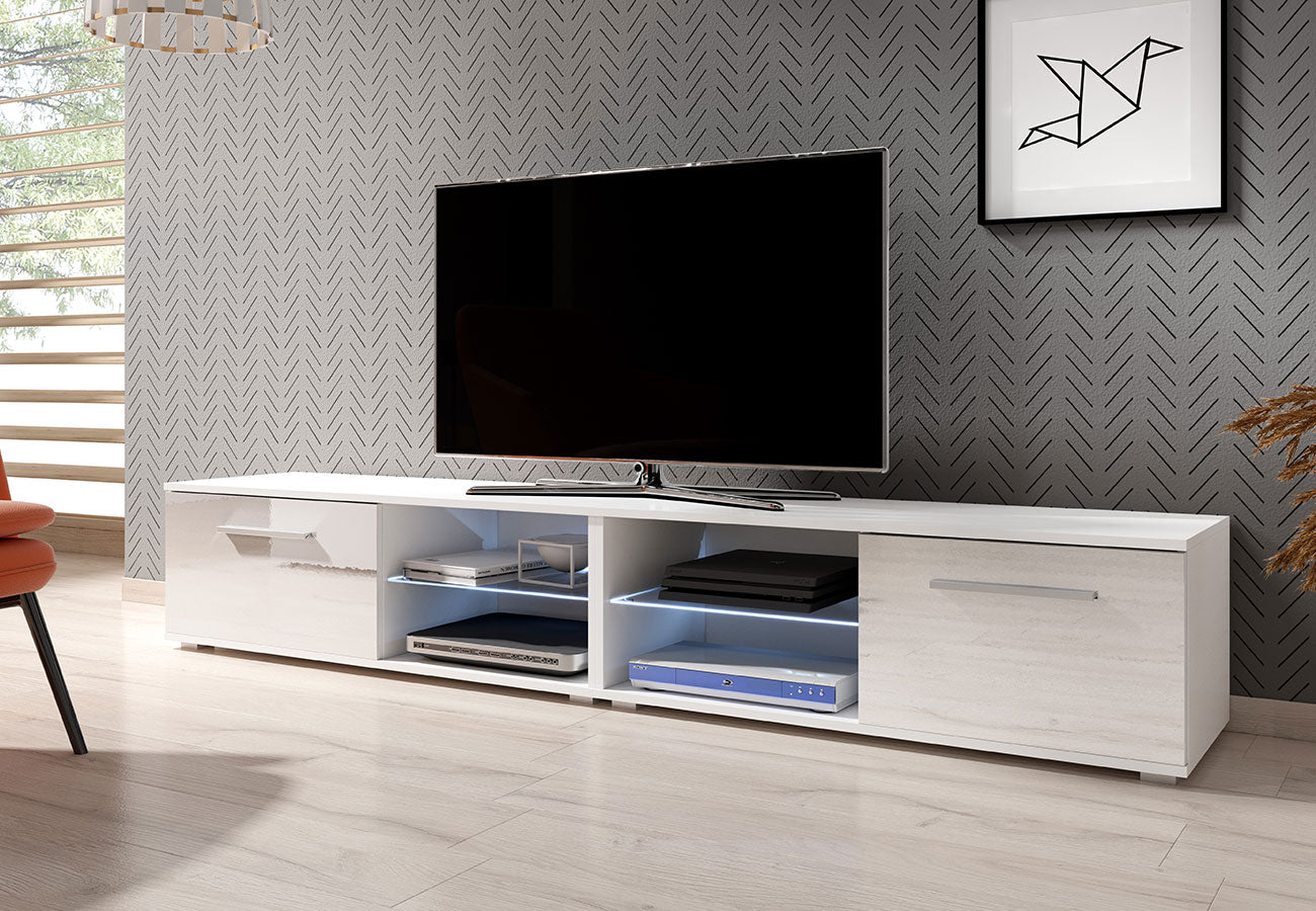 Tv-taso Vila Led Korkeakiilto Valkoinen 200cm