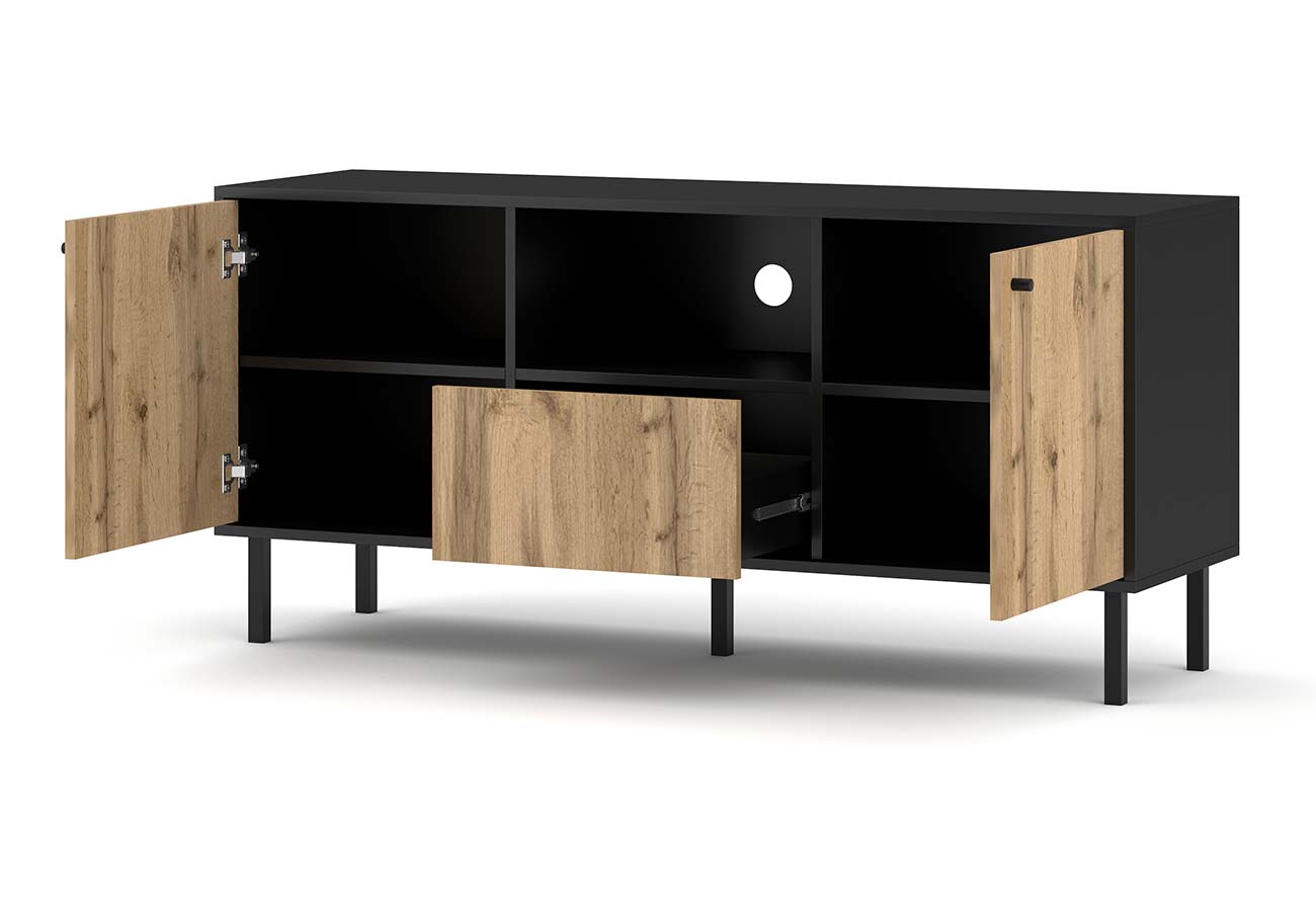 Tv-taso Zano Musta / Tammi 140cm Kaapit