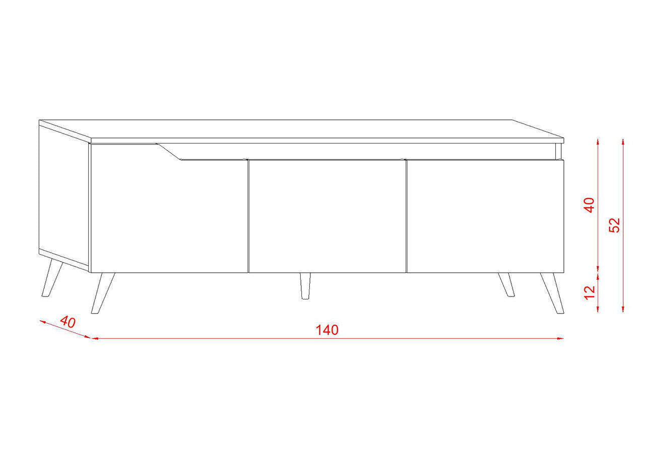 Tv-taso Caya Tammi / Betoni 140cm Mitta