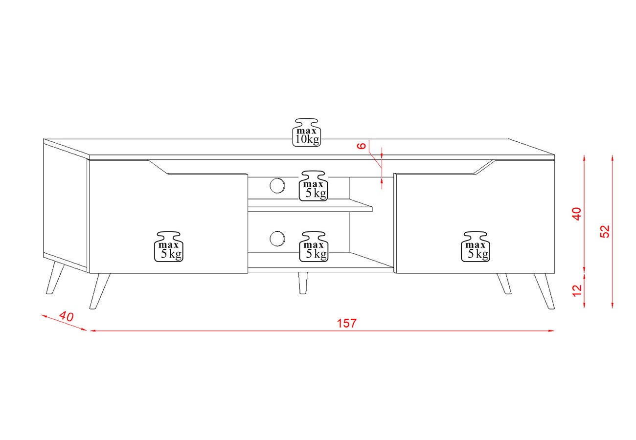 Tv-taso Caya 150cm mitat
